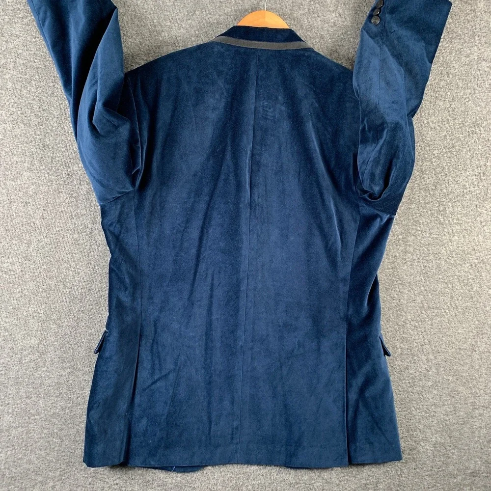 Tallia Blazer Jacket Men 40R Blue Velvet Cotton Sport Coat Modern Preppy